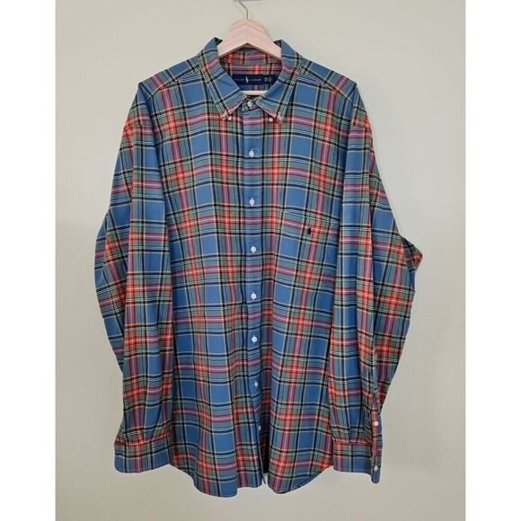 Ralph Lauren Shirt Mens 2XB Red Green Plaid LS Pony Button Down Classic Cotton - Picture 13 of 14